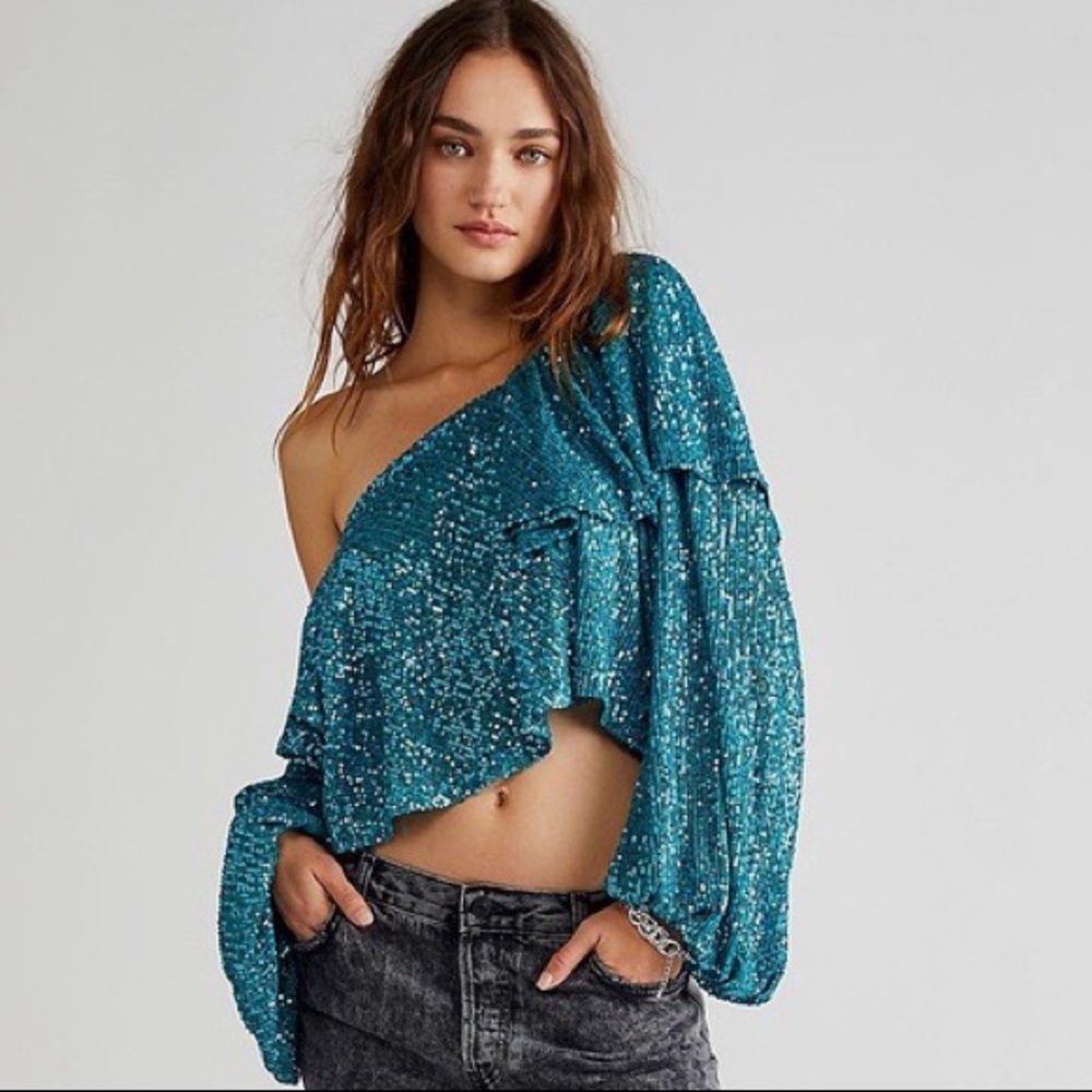 FP Holly Leaf Shimmer Top - Size Small